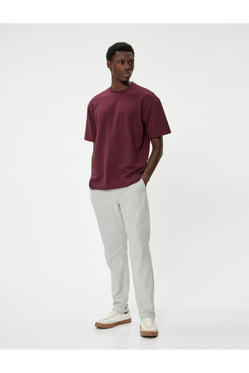 Koton T-shirt με υφή από βαμβακερό κοντό μανίκι με λαιμόκοψη