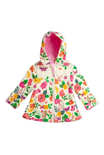 Stephen Joseph Girl's Butterfly Patterned Raincoat - Hooded