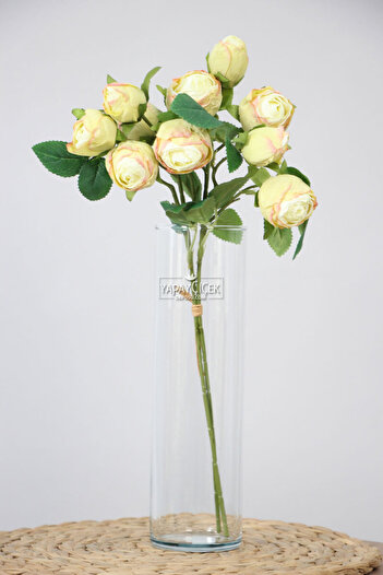 Yapay Çiçek Deposu Artificial Lux 10Pcs Dry Model Rose Bunch with Buds 43 cm Beige