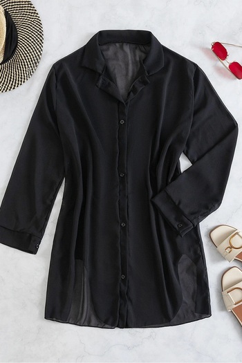 Angelsin Πουκάμισο σιφόν Φόρεμα παραλίας Pareo Kimono Kaftan