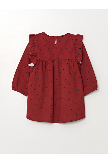 LC Waikiki Crew Neck Long Sleeve Printed Girl's Dress