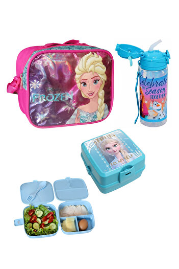 Frozen Elsa Licensed 3-Piece School Set Lunch Box + Food Container + Water Bottle