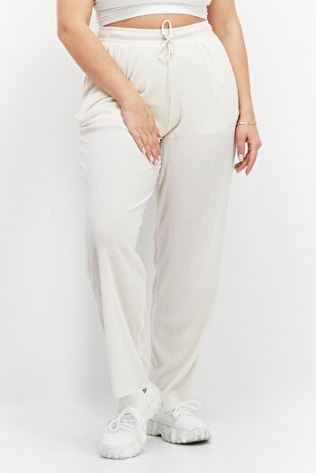 adidas Women Regular Fit Brand Logo Wide Leg Pant, Beige
