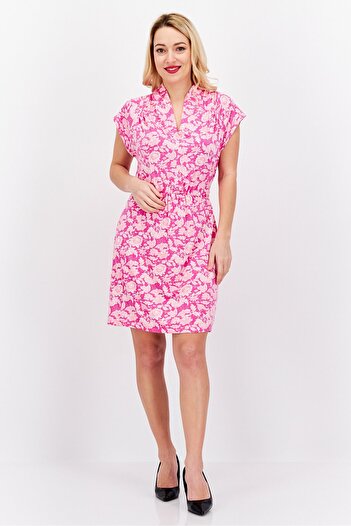 French Connection Women Floral Print Midi Dress, Pink Combo