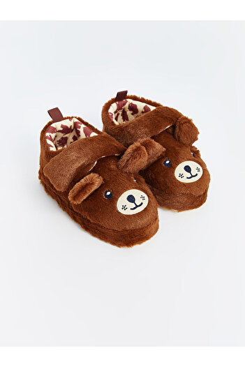 LC Waikiki LCW STEPS Brown Teddy Bear Κεντημένες αγορίστικες μπότες για το σπίτι
