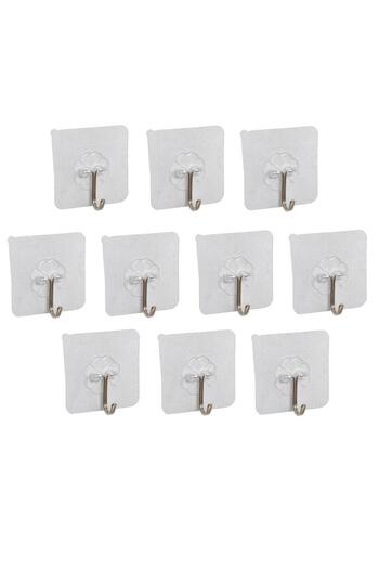 jetfast Self Adhesive Transparent Hanger Metal Hook Hanger 10 Pcs