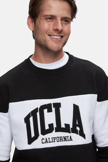 UCLA Ανδρικό φούτερ Archer Black Crew Neck με κεντημένο ράστερ Loose Fit