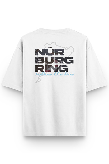 Overoz Μπλουζάκι Unisex με στάμπα Nürburgring Λευκό Oversize - 1206