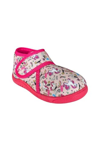 Liger Fuchsia Non-Slip Sole Themed Velcro Children's Slippers - School and Nursery Home Shoes