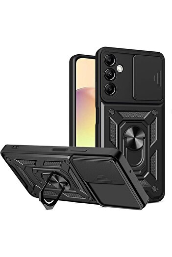 Fibaks Galaxy S24 Plus / S25 Plus Camera Protected Armor Military Tank Protective Cover with Sliding Ring