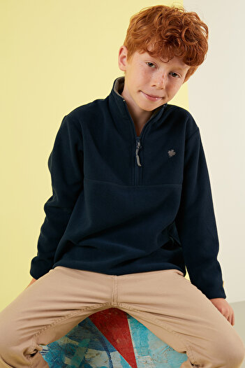 Lela Soft Textured Zippered Stand Collar Winter Fleece Unisex Children's Fleece 5905002