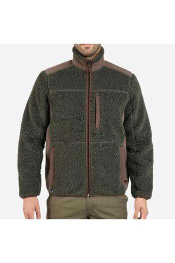 Decathlon Solognac Men's Noiseless Fleece Cardigan - Green - Hunting and Nature Observation - 500