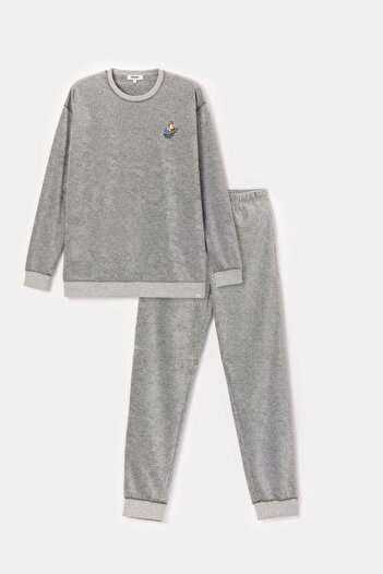 Woody Ανδρικές πιτζάμες Qrm - 128-Grey Melange