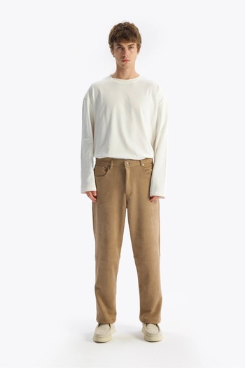 GIESTO Beige Suede Pants