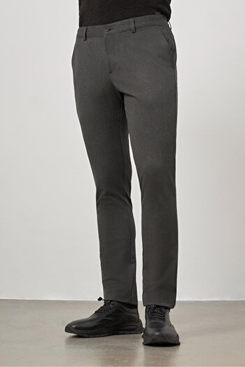 İmza Koyu Antrasit Esnek Yandan Cepli Casual Slim Fit Chino Pantolon 1003245105
