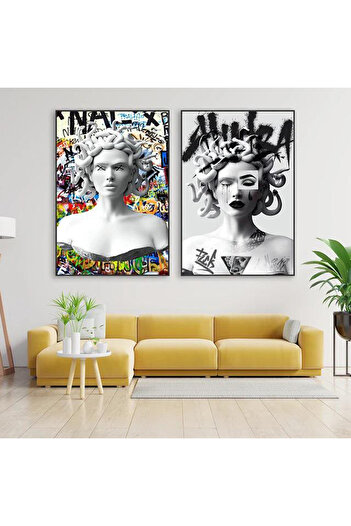 Linacci Double Black Metal Framed Sculpture Fun Glass Painting Set