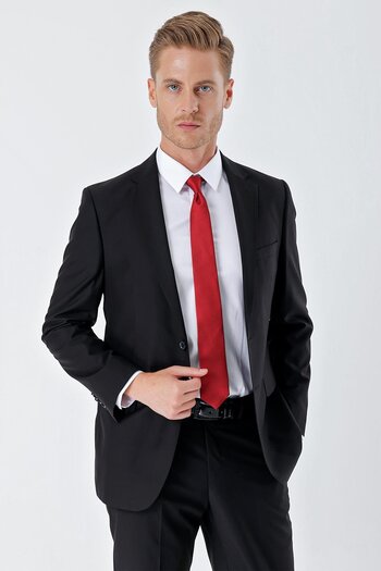 İmza Sang Black Gabardin Mono Collar 6 Drop Comfort Fit Basic Suit 1001245010