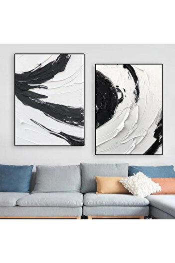 Linacci White Paint Effect Poster Glass Painting Set with Double Black Metal Frame