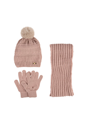 Aware Time Kitti 9-15 Years Old Girl's Fleece Scarf Beanie Gloves Set of 3