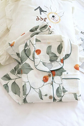 PEMBİŞ HOMEWEAR Set de pijamale din țesătură specială tricotată cu frunze încrețite