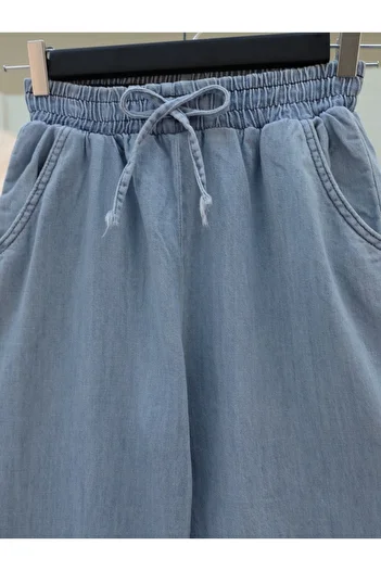 HİJABAYA Wide Leg Jeans with Elastic Waist Pockets