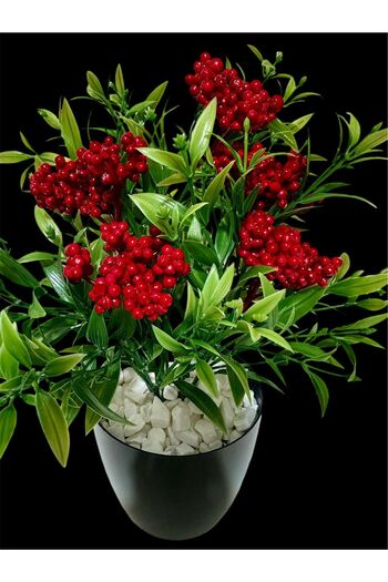 Lilac Home Kokina Shiny Black Flower Pot Decorated Stone Detailed Kokina