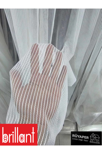 Brillant Rüyaper Trend - Twisted Striped Tulle Curtain Suitable for All Rooms, Heavy Gramage Tight Pleated