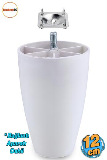 Badem10 Screw (M8 Fine Thread) 12 cm (White) Plastic Furniture Sofa Sofa Leg Feet Apparatus Included