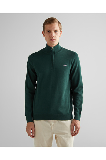 Gant Erkek Yeşil Regular Fit Yarım Fermuarlı Kazak