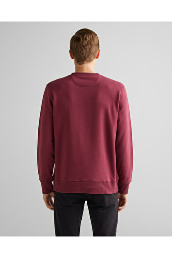 Gant Men's Burgundy Regular Fit Crew Neck Logo Sweatshirt