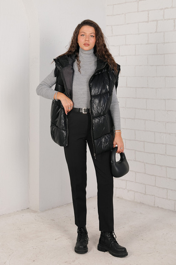 Melike Tatar Black Faux Leather Vest 32-7638