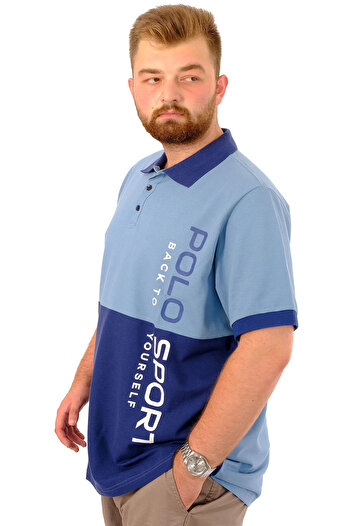 ModeXL Чоловіча футболка з поло-комірцем - Mode XL, великий розмір, індиго U24323