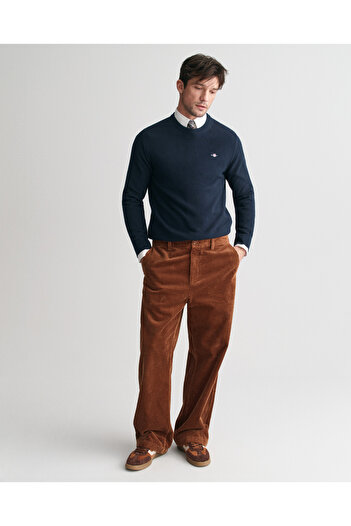 Gant Erkek Lacivert Regular Fit Bisiklet Yaka Kazak