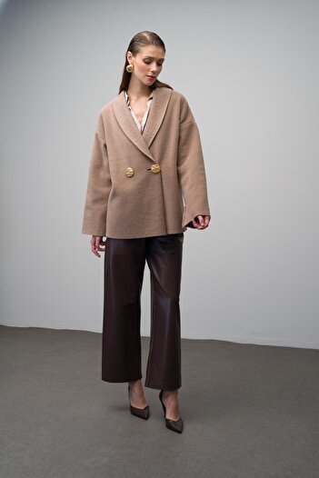 Olcay Mink 3075 - Casual Double Breasted Coat, Unlined