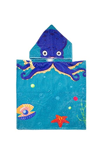 Bross Ahtapot Desenli Çocuk Havlu Panço 60x60