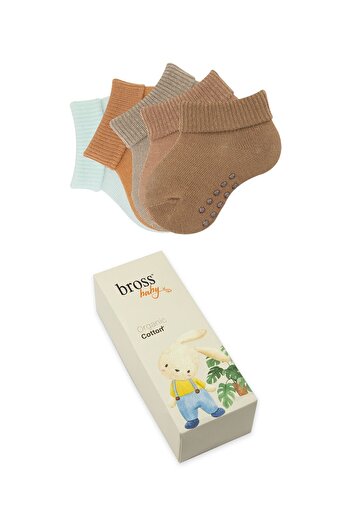 Bross Kutulu 5li Organik Bebek Çorabı