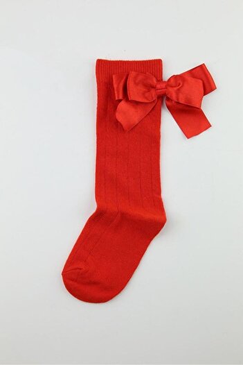 Bross Bow Red Children's Knee Socks
