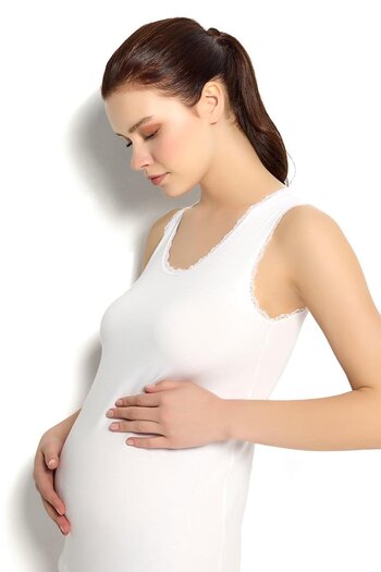 Jiber White Wide Strap Maternity Undershirt 661