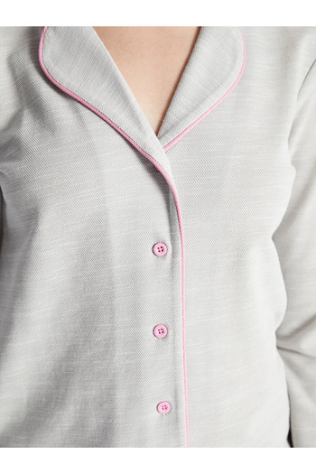 LC Waikiki LCW DREAM Gömlek Yaka Düz Uzun Kollu Kadın Pijama Takımı
