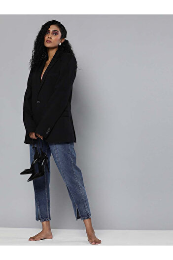 Sassafras By Styli Solid Slit Detail Straight Fit Jeans