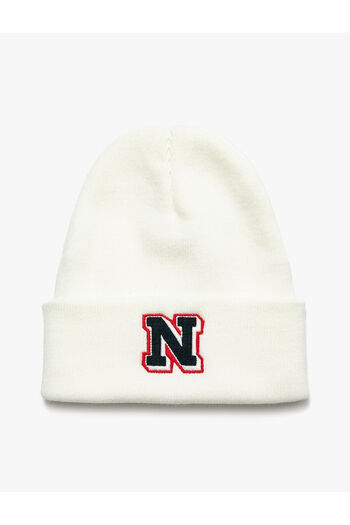 Koton College Beret with Letter Embroidery and Folding Detail