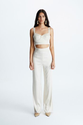 rue Cream Colored Stitching Detailed Bustier