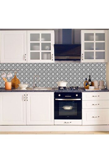 Bigaimaj Black Star Patterned Tile Foil - Kitchen Countertop, 60Cmx100Cm