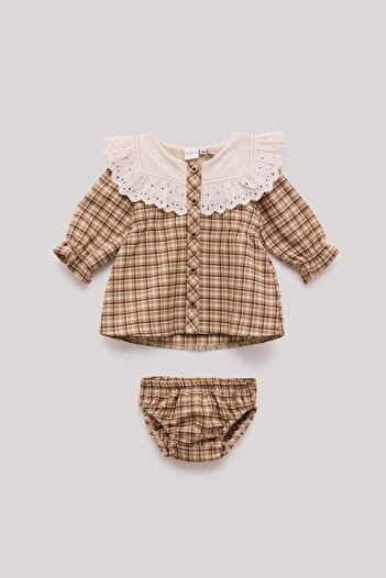 Layette BG Store Kız Bebek Ekose Elbise