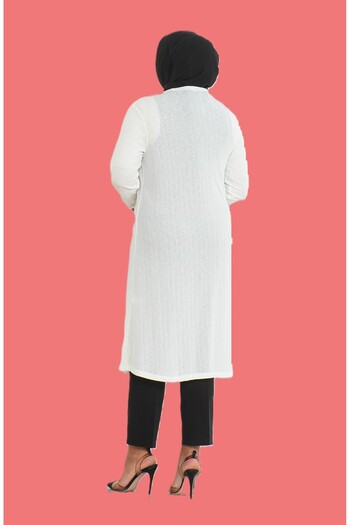 RESPİRO Large Size Seasonal Comfortable Cut Long Cardigan Dumped Mother Size Women's Cardigan