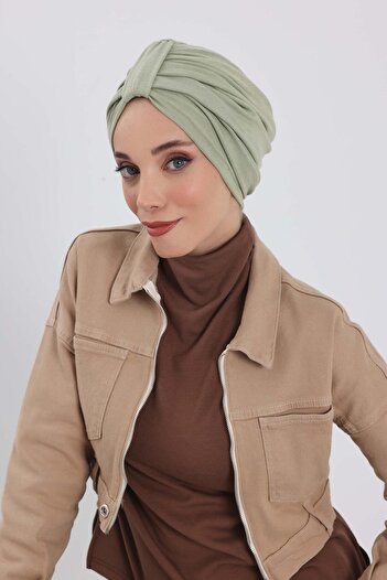 Aisha's Design Winter Bonnet with Front Belt Detail, B-68Rb, Green