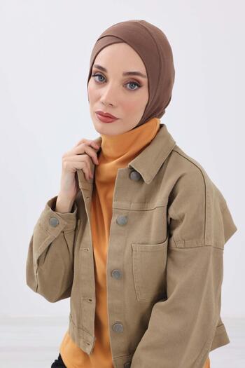 Aisha's Design Зимна скромна шапка с кръстосани детайли, tb-4rb, кафява