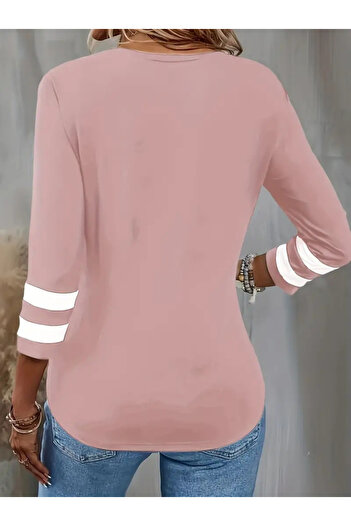 Trendusfashion Μπλούζα βισκόζης με λαιμόκοψη με φτωχό μανίκι