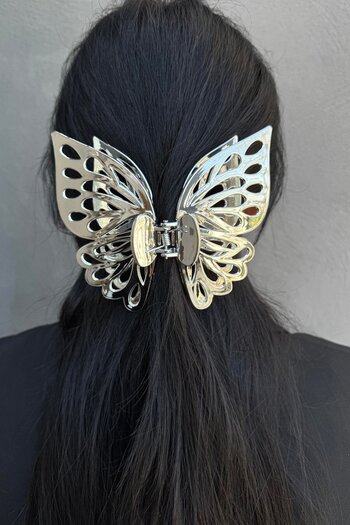 TAKIŞTIR Silver Color Butterfly Detailed Latch Buckle