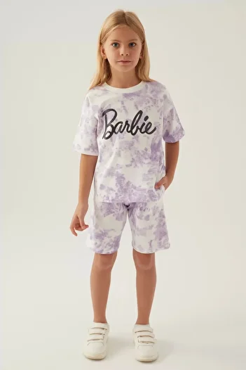 Barbie Written Lilac Girl's Bermuda Set
